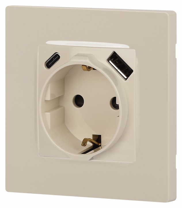 Розетка с заземлением и со шторкой и 2хUSB, без рамки Эра Эра 12 12-4108-02