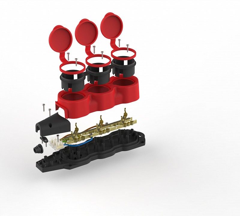 Колодка Эра  KX-3e-RED-IP44