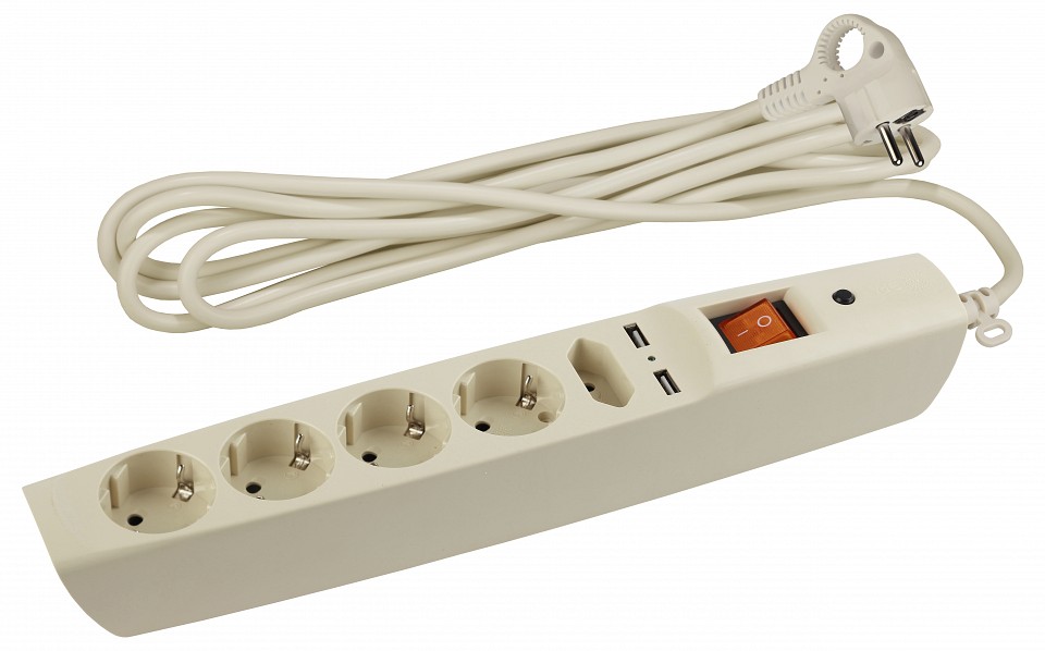 Удлинитель с выключателем Эра  SFU-5es-2m-I