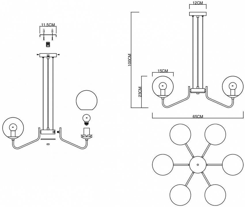 Подвесная люстра EVOLUCE Scorze 6 ламп SLE1097-303-06