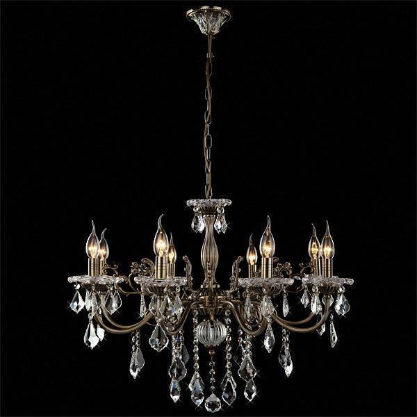 Подвесная люстра Eurosvet Elisha античная бронза хрусталь Strotskis 3281/8