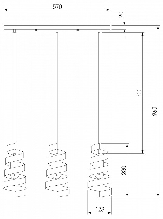 Подвесной светильник Eurosvet Storm серебро 50058/3