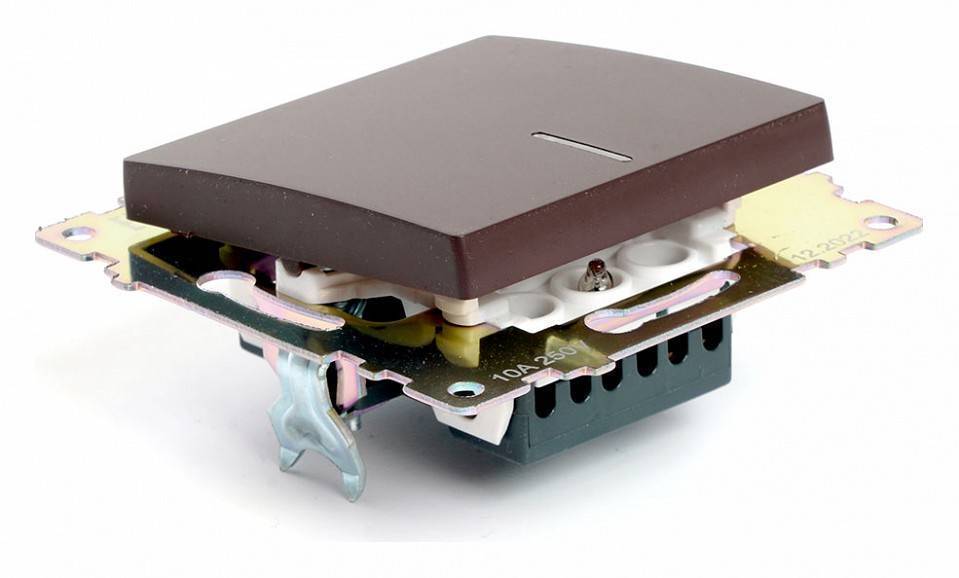 Выключатель одноклавишный с подсветкой без рамки Stekker Катрин 49022