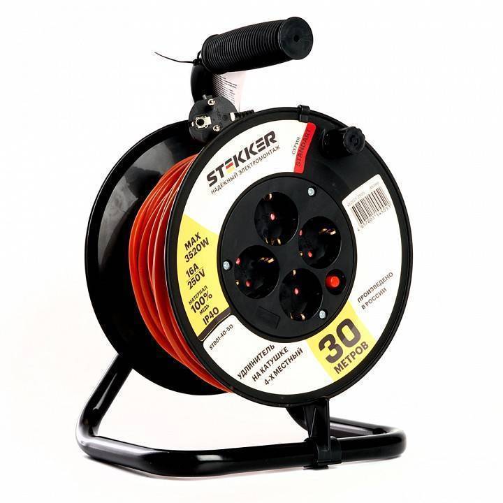 Удлинитель на катушке Stekker STD01-40-30 4 розетки 30 м 49390
