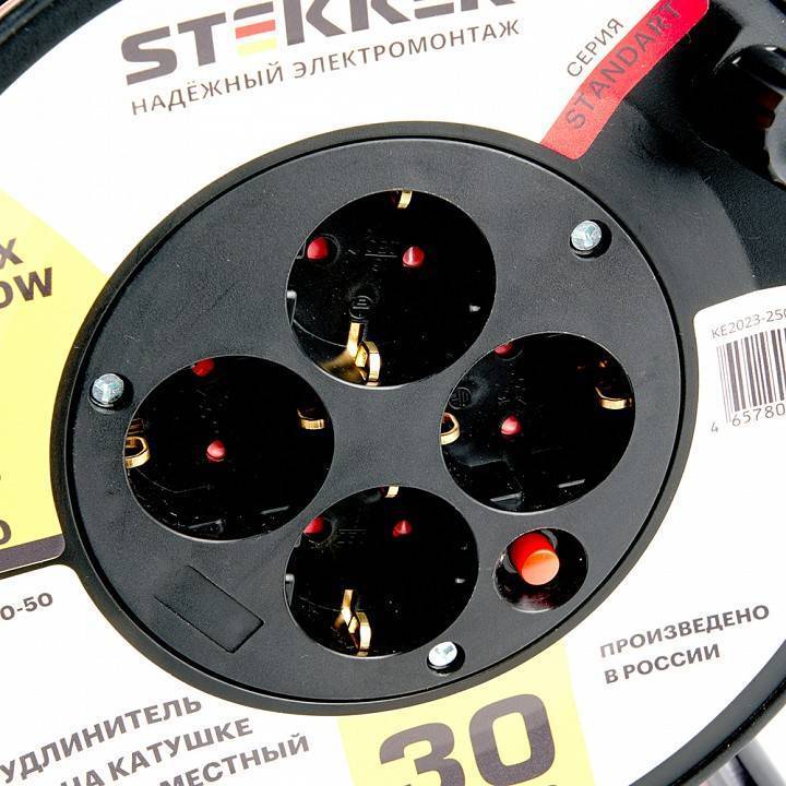Удлинитель на катушке Stekker STD01-40-30 4 розетки 30 м 49390