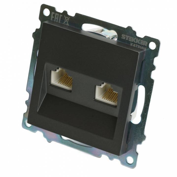Розетка двойная Ethernet RJ-45 без рамки Stekker Катрин 50008