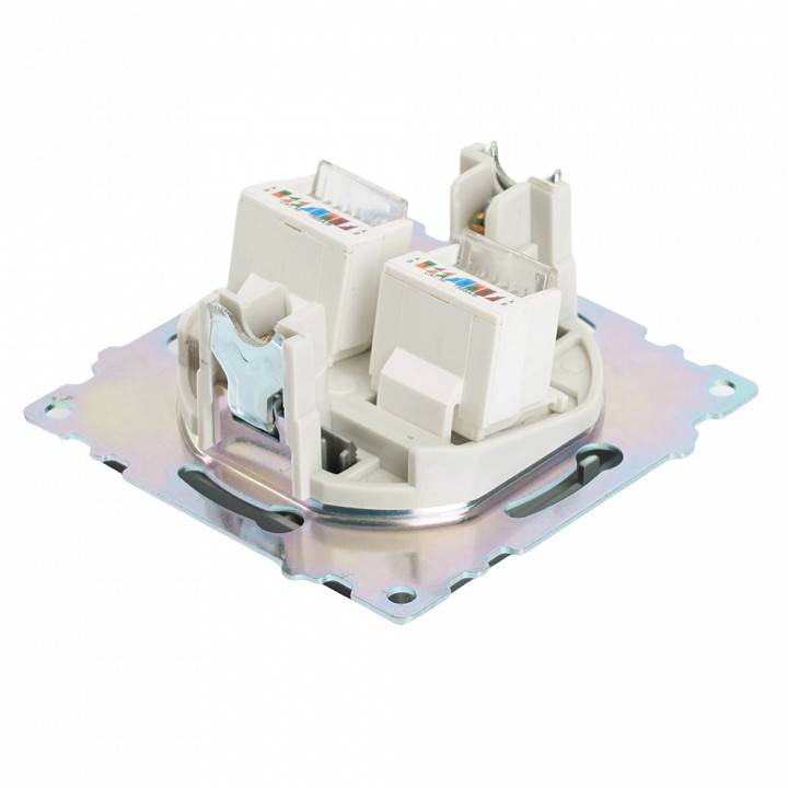 Розетка двойная Ethernet RJ-45 без рамки Stekker Катрин 50008
