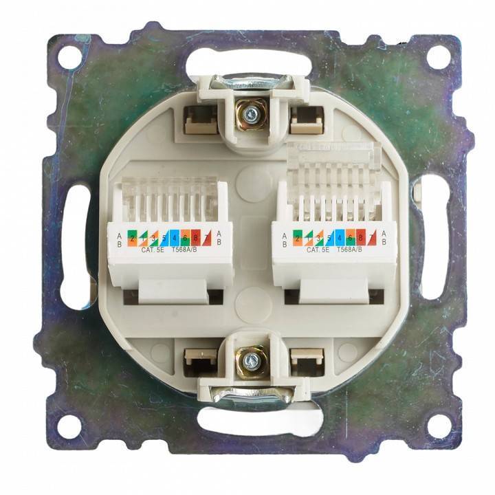 Розетка двойная Ethernet RJ-45 без рамки Stekker Катрин 50009