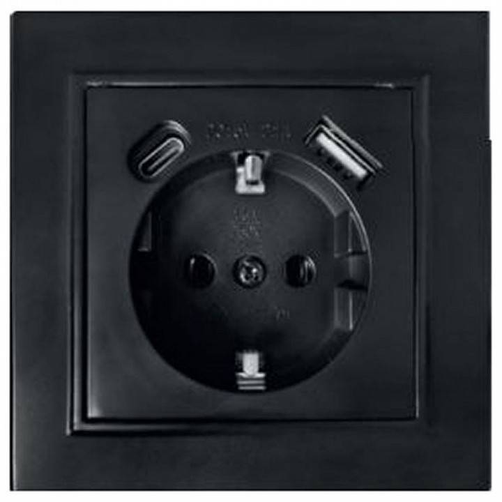 Розетка с заземлением и 2хUSB type A и C, без рамки Stekker Эрна 50078