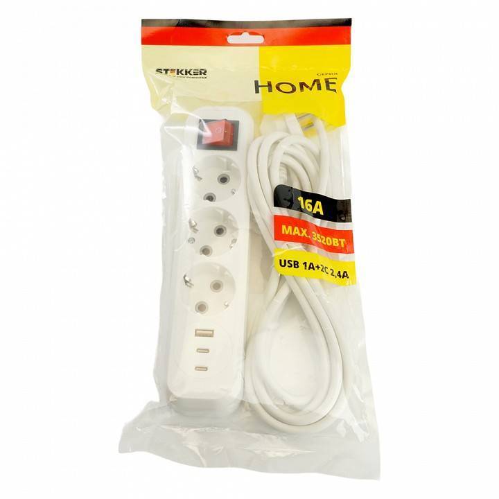 Удлинитель с выключателем Stekker Home 50136