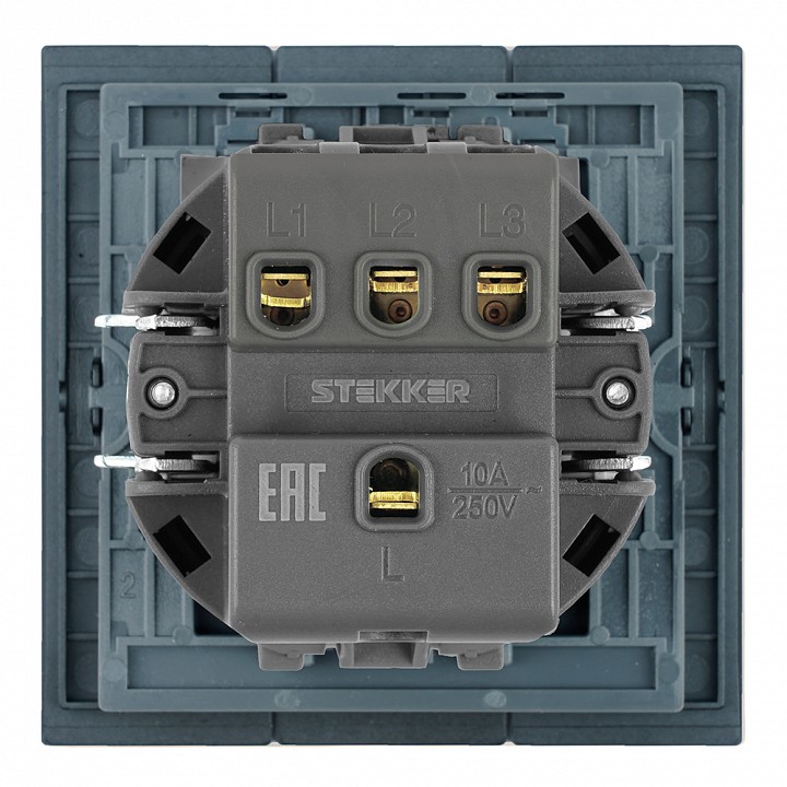 Выключатель трехклавишный без рамки Stekker Мия 50444