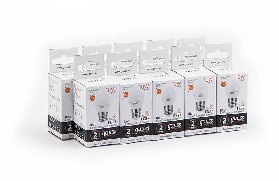 Лампа светодиодная Gauss LED Elementary Globe E27 10Вт 3000K 53210