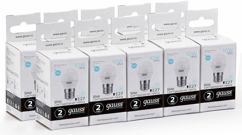 Лампа светодиодная Gauss LED Elementary Globe E27 10Вт 4100K 53220