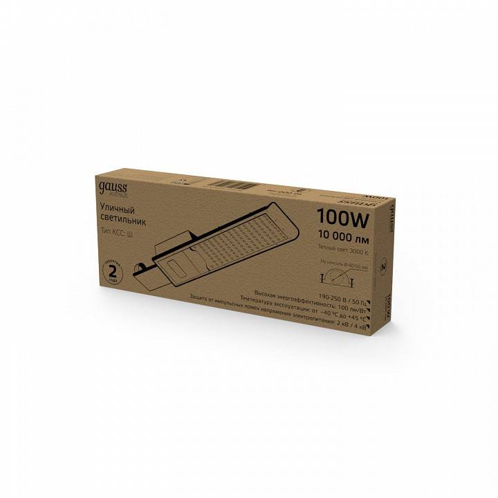 Светильник консольный Gauss Avenue 100 Вт 3000 К 629534100