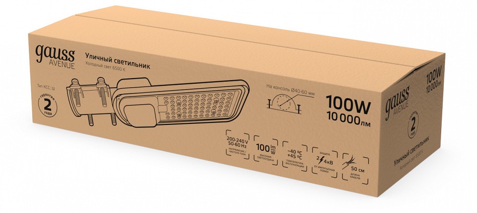 Светильник консольный Gauss Avenue 100 Вт 6500 К 629534400