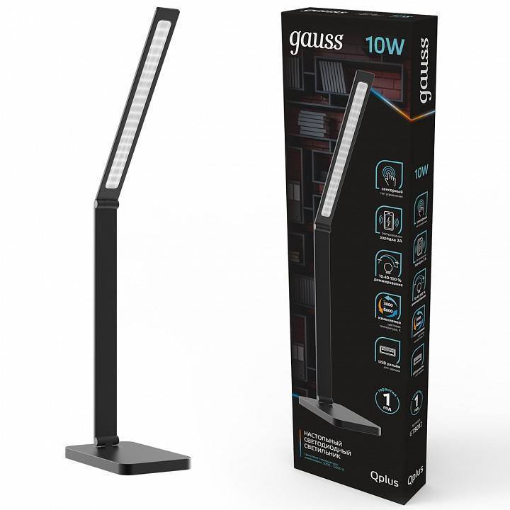 Настольная лампа офисная Gauss Qplus GT501 черная 10 Вт GT5012