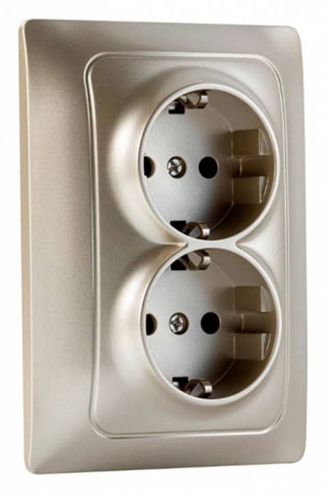 Розетка двойная с заземлением и со шторкой Gusi Electric BRAVO С10Р6-027