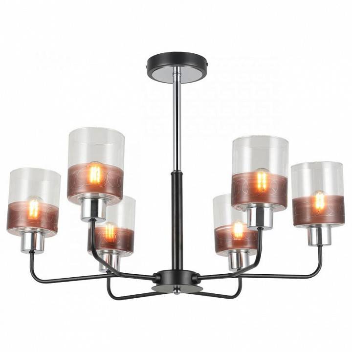 Люстра на штанге Imex MD.2727 6 ламп MD.2727-6-S-BK+CH