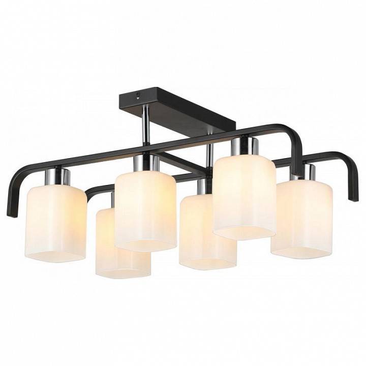 Люстра на штанге Imex MD.51538 6 ламп MD.51538-6-S-BK+CH