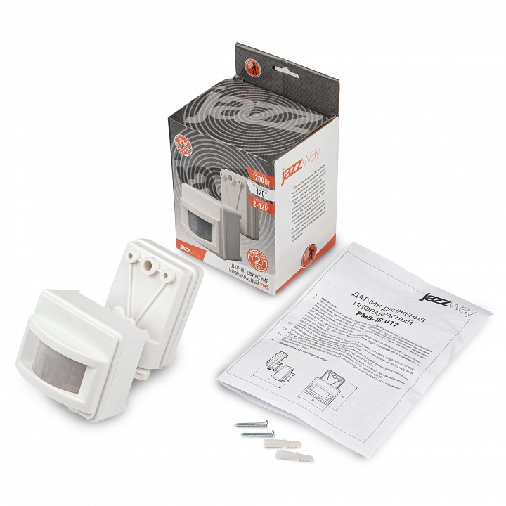 Датчик движения Jazzway  PMS-IR 017 1200W 120° 2-12m IP44 WH