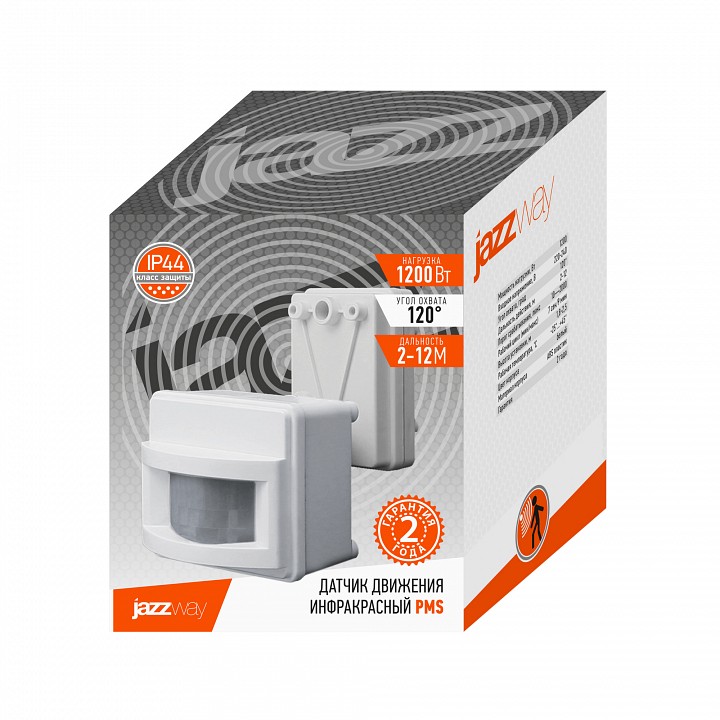 Датчик движения Jazzway  PMS-IR 017 1200W 120° 2-12m IP44 WH