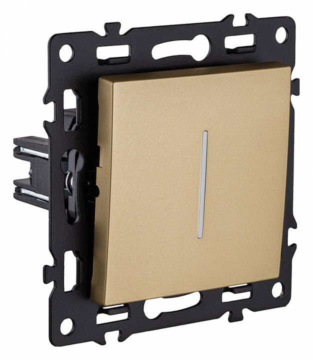 Выключатель одноклавишный с подсветкой без рамки Kollinger Asthetik AS-007GD