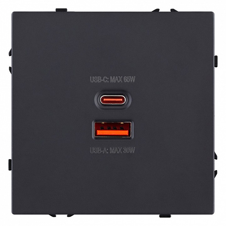 Розетка 2хUSB type A и C без рамки Kollinger Eclipse EC-024BK