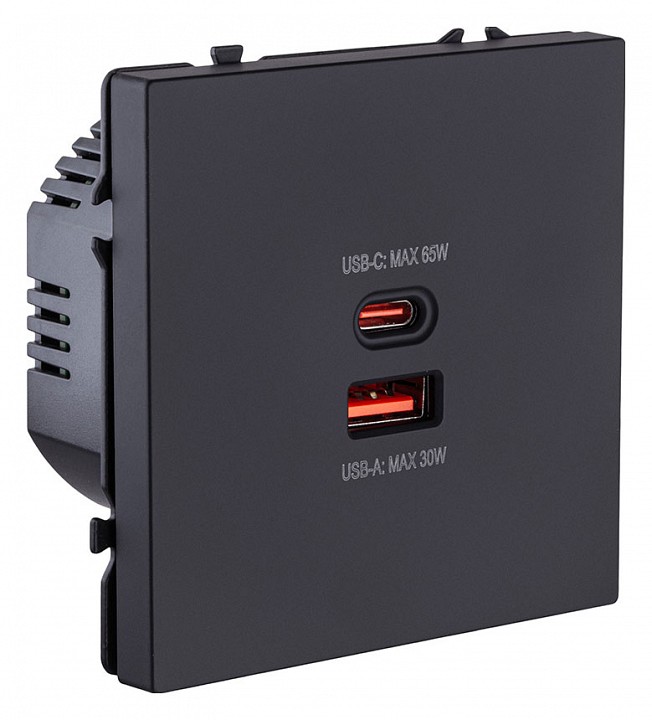 Розетка 2хUSB type A и C без рамки Kollinger Eclipse EC-024BK