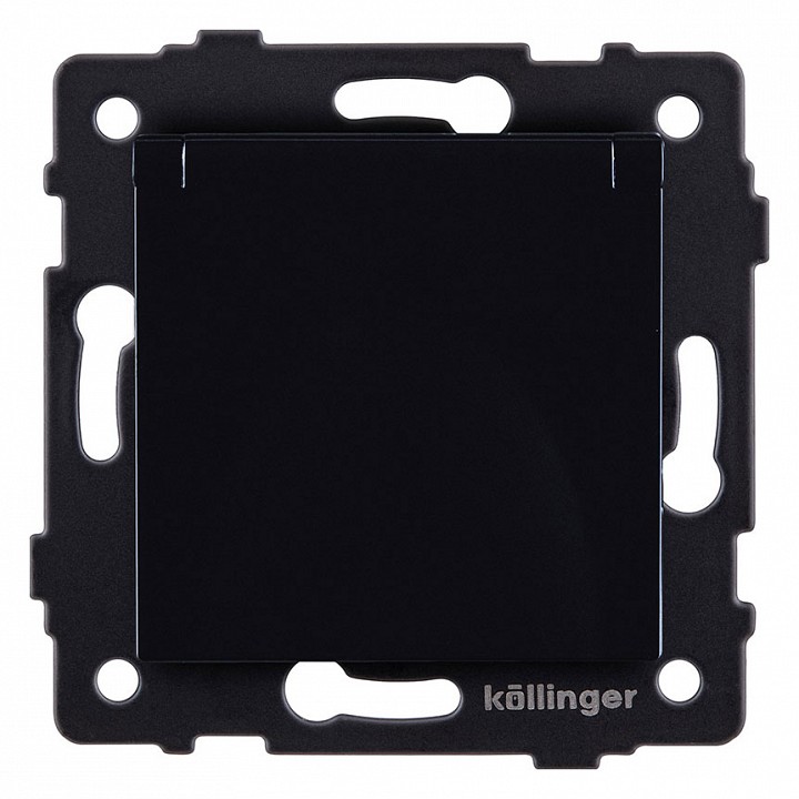 Розетка с заземлением с крышкой, без рамки Kollinger  REA-006BK