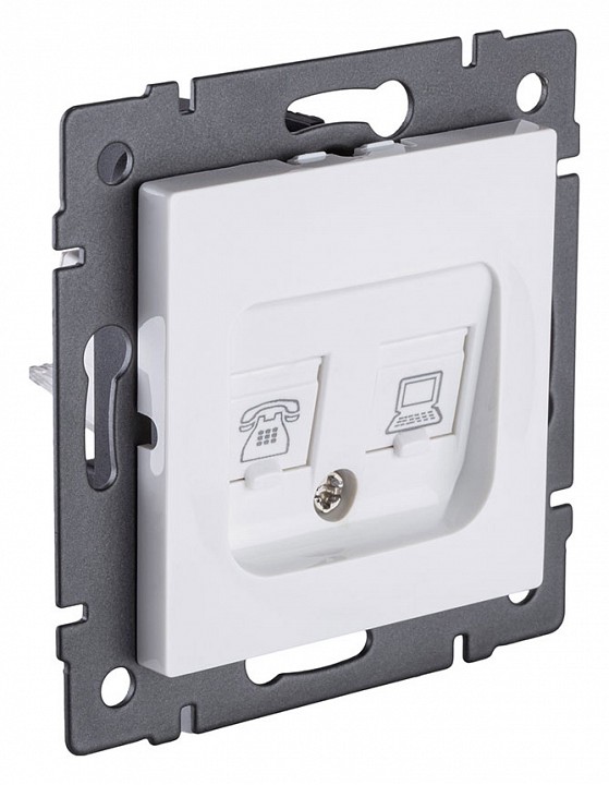 Розетка двойная RJ-11 и Ethernet RJ-45, без рамки Kollinger  REA-011WH
