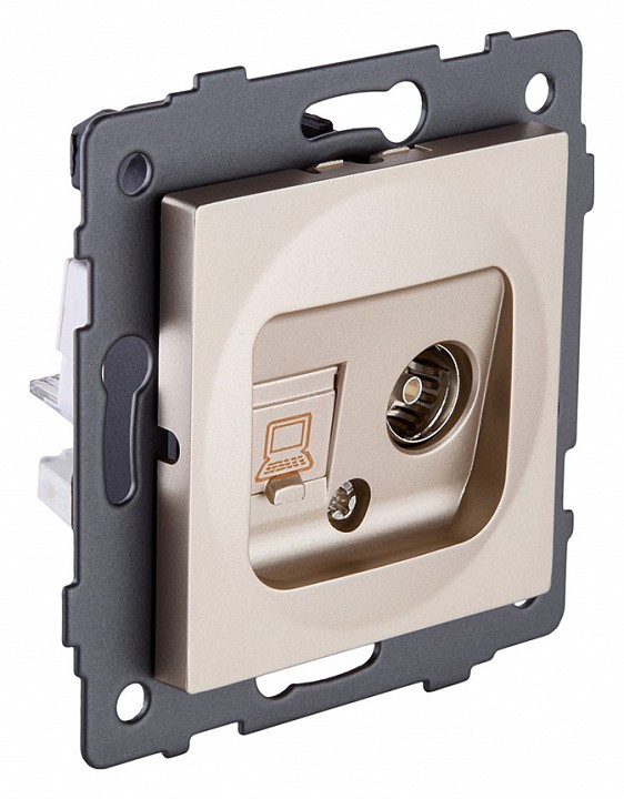 ТВ-розетка и розетка Ethernet RJ-45 без рамки Kollinger  REA-021GD