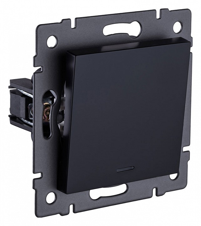 Выключатель одноклавишный с подсветкой без рамки Kollinger  REA-S-002BK