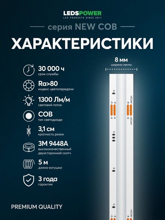 Лента светодиодная LEDS POWER NEW COB 005584