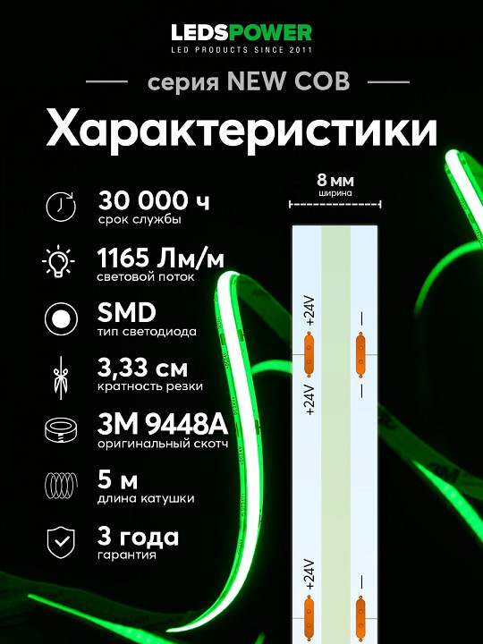 Лента светодиодная LEDS POWER NEW COB 006376