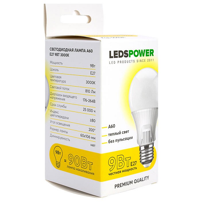 Лампа светодиодная LEDS POWER A60 006581