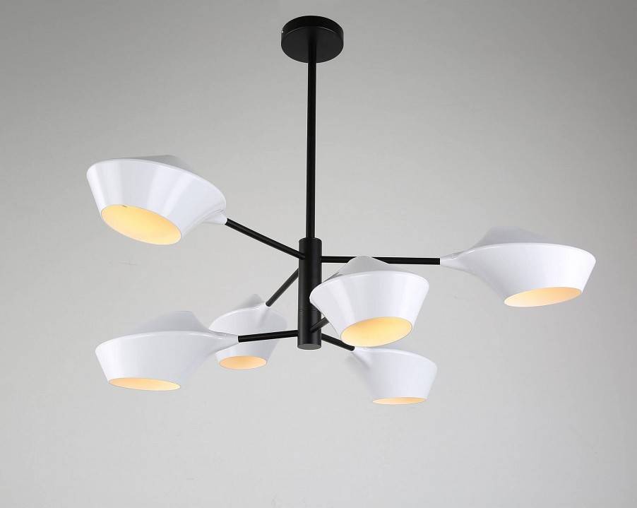 Люстра на штанге LUMINA DECO Romina LDP 6037-6 WT+BK