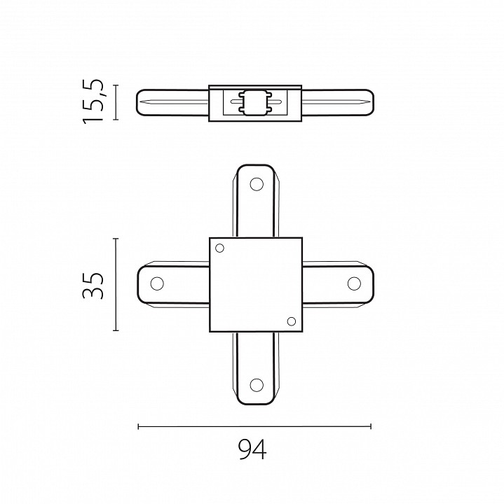 Соединитель X-образный для треков Lightstar Barra 502146-P