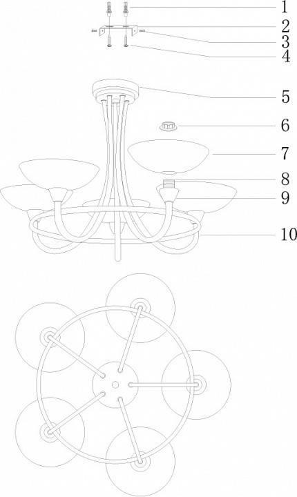 Люстра на штанге Moderli Lione V1204-5C