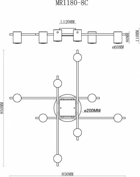 Потолочная люстра MyFar Gella 8 ламп MR1180-8C