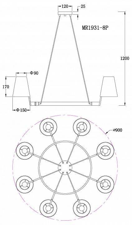 Подвесная люстра MyFar Aurora MR1931-8P