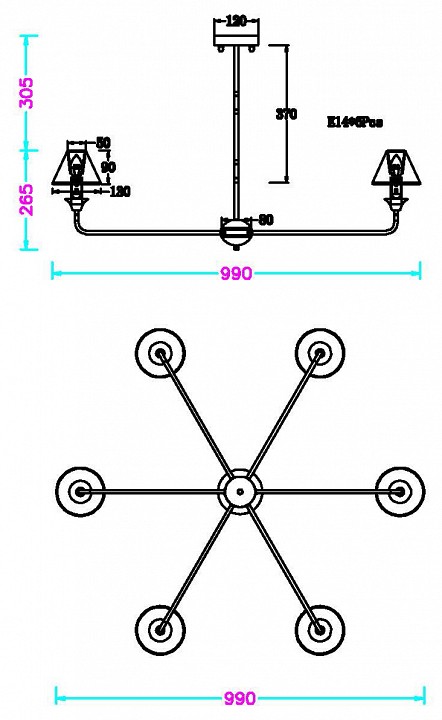 Люстра на штанге MyFar Leon MR2400-6C