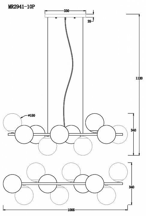 Подвесная люстра MyFar Aerton MR2941-10P