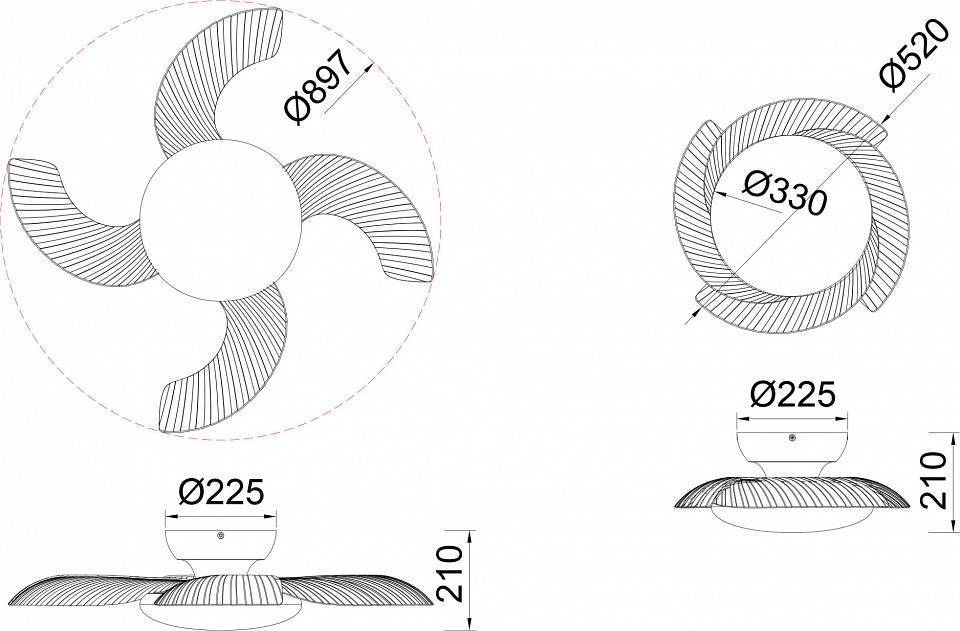 Светильник с вентилятором Mantra (люстры-вентиляторы) Aloha 8234