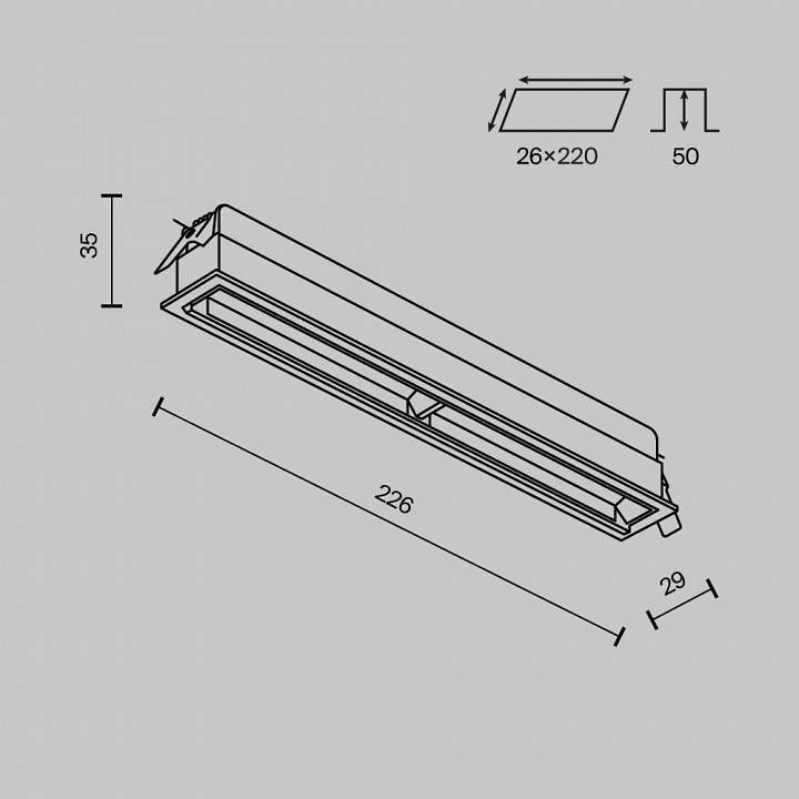 Встраиваемый светильник Maytoni Parete DL100-12W2.7-3-4K-B