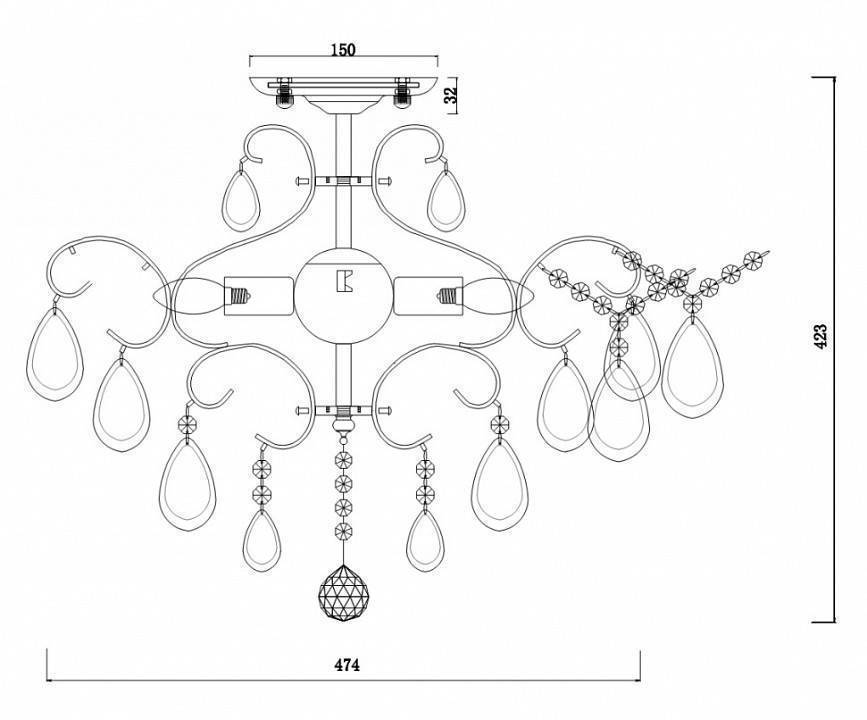 Люстра на штанге Freya Chabrol 4 лампы FR2302CL-04S