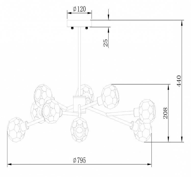 Люстра на штанге Freya Grace 9 ламп FR5114PL-09BZ