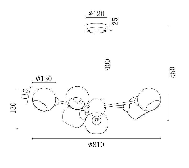 Люстра на штанге Freya Sherry 6 ламп FR5121PL-06G