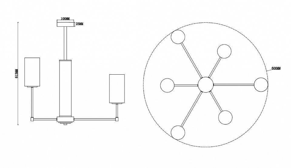 Люстра на штанге Freya Agnes 6 ламп FR5184PL-06BS