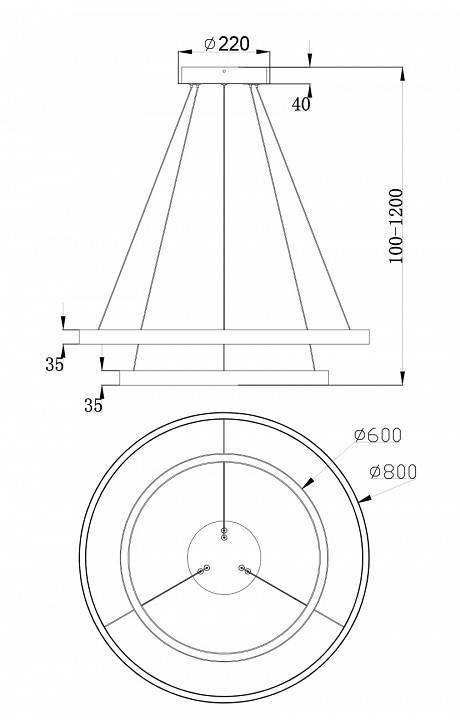 Подвесной светильник Maytoni Rim 74 Вт 4000K MOD058PL-L74B4K
