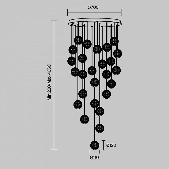 Подвесная светодиодная люстра Maytoni Sapphire 140 Вт MOD293PL-L140BS3K